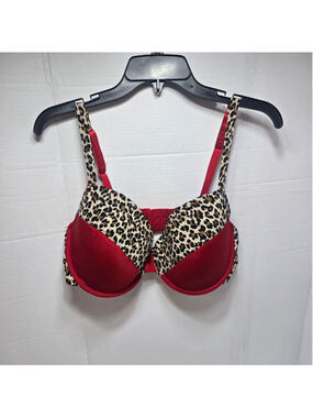 Women's Delta Burke 42D Red Leopard Print Bra